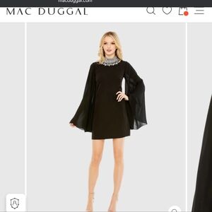 IEENA for Mac Duggal Black Mini dress with flowy sleeve Size 14